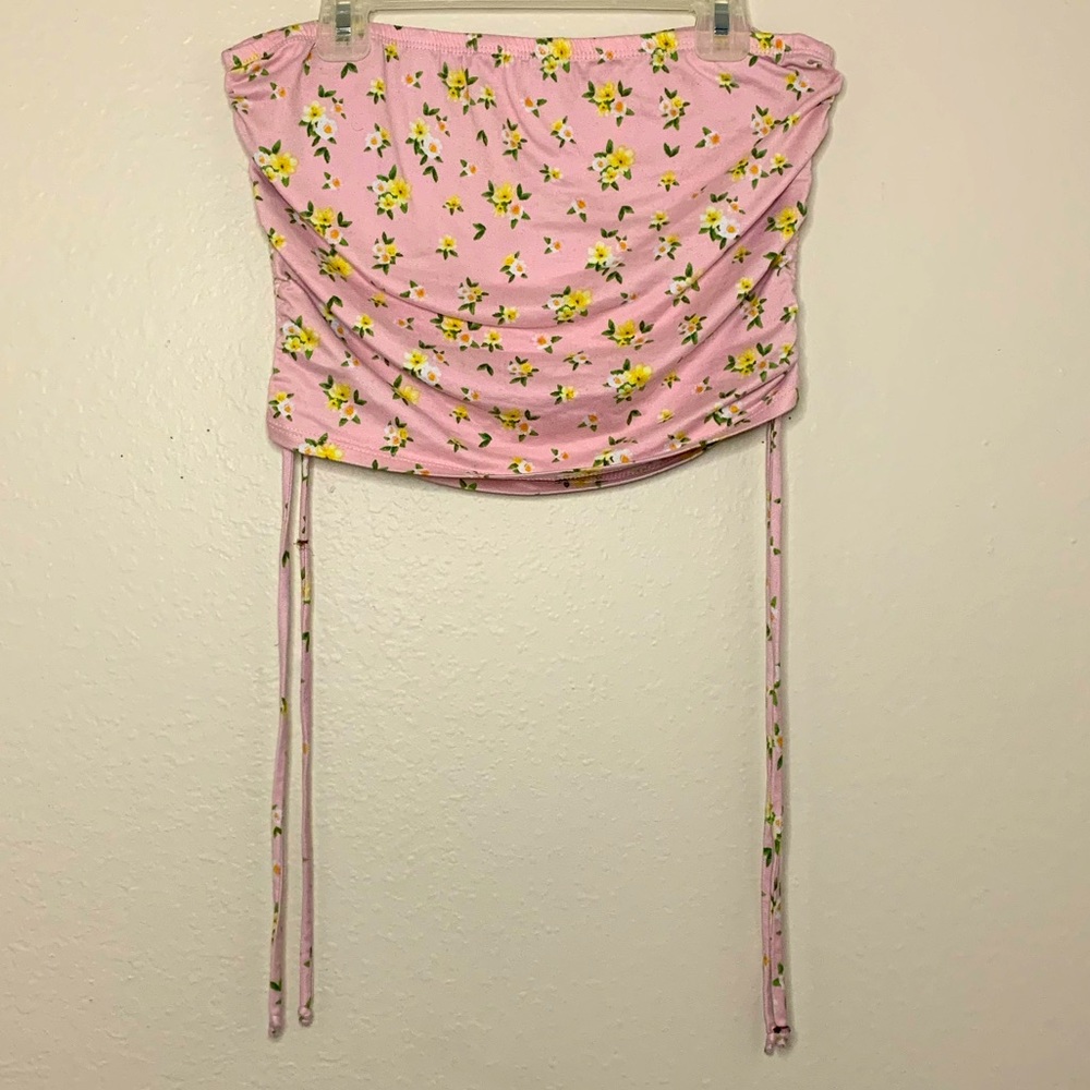 Floral pink tube top